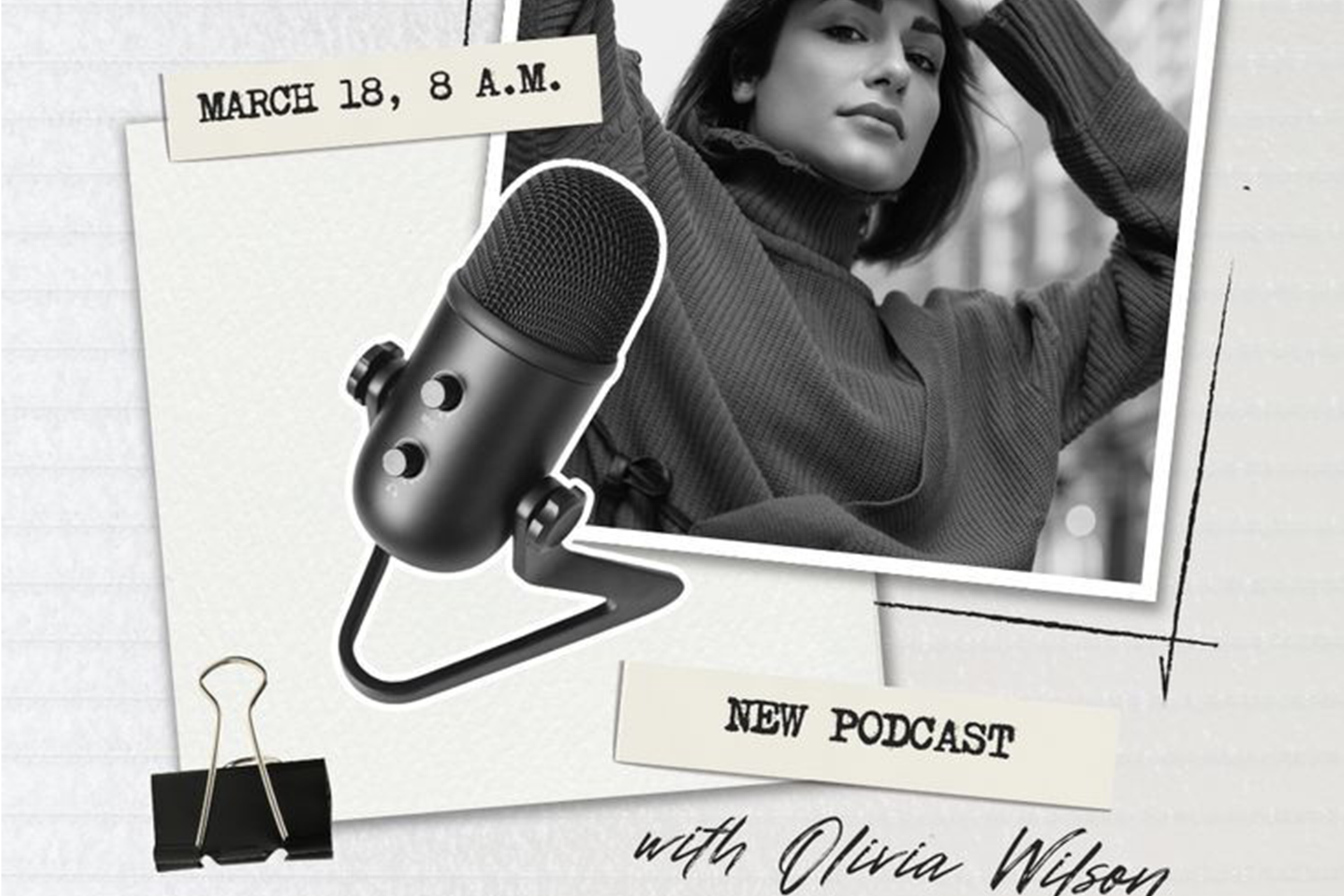 Black and White Retro Podcast Announcement Instagram Post - Templates by Canva